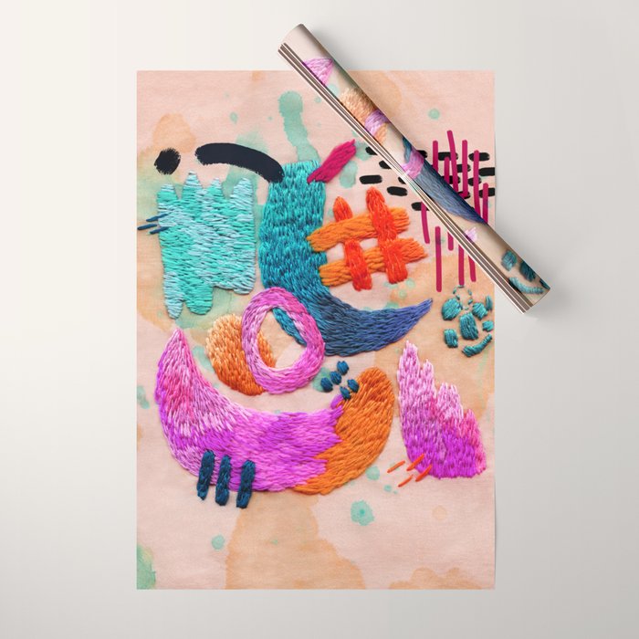 abstract embroidery Wrapping Paper Gallery Image 1