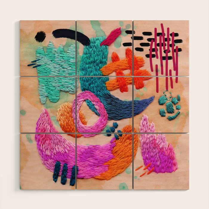abstract embroidery Wood Wall Art Gallery Image 1