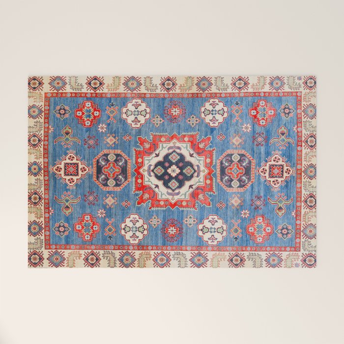 Blue Starblaze Handmade Kazak Rug Welcome Mat Gallery Image 1