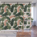 Leaf green and pink Wall Mural Gallery Image 1