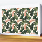 Leaf green and pink Wall Mural Gallery Image 2
