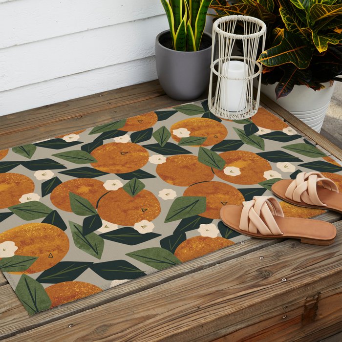 Orange Bouquet Outdoor Rug Gallery Image 2