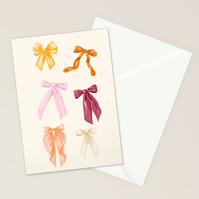 Pastel Watercolor Bow Ties Stationery Card Gallery Image 2