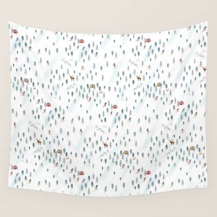 Alpine Ski Slopes Wall Tapestry Gallery Image 4