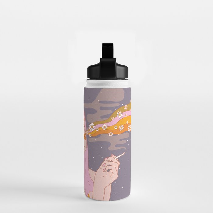 Woman Smoking Daisy Flowers Water Bottle Gallery Image 2