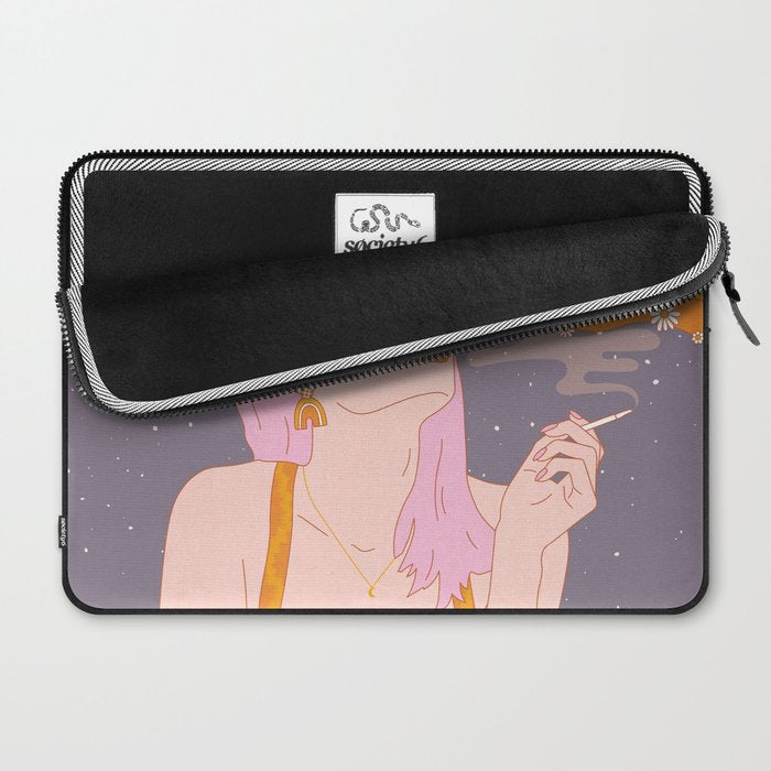 Woman Smoking Daisy Flowers Laptop Sleeve Gallery Image 2