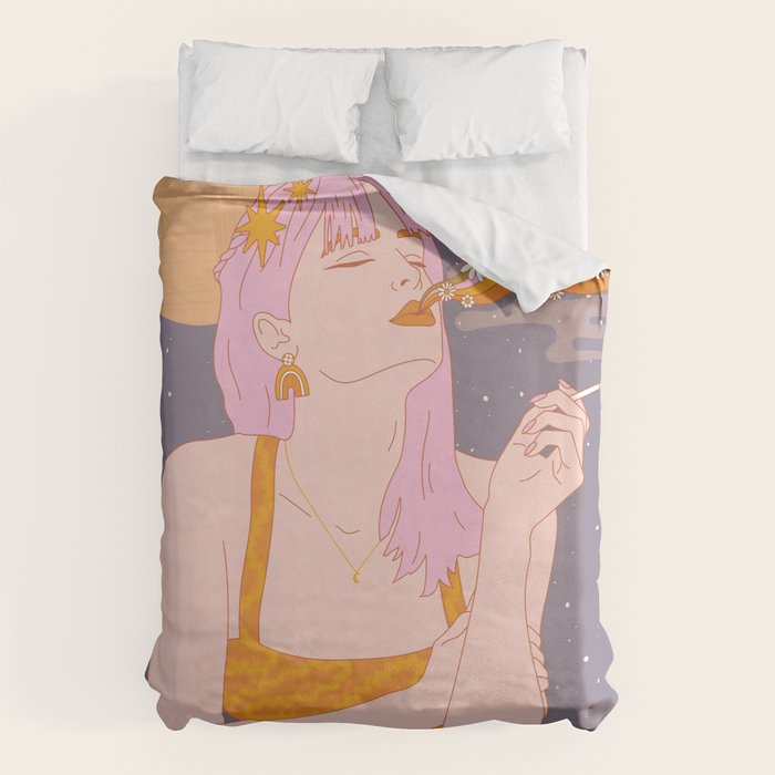 Woman Smoking Daisy Flowers Duvet Cover Gallery Image 6