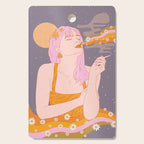 Woman Smoking Daisy Flowers Cutting Board Gallery Image 1