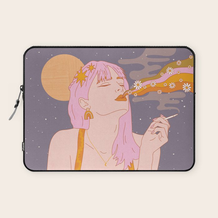 Woman Smoking Daisy Flowers Laptop Sleeve Gallery Image 1