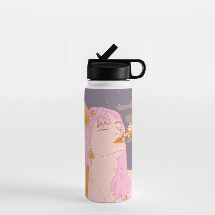 Woman Smoking Daisy Flowers Water Bottle Gallery Image 1