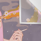 Woman Smoking Daisy Flowers Wall Tapestry Gallery Image 3