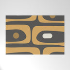 Mid-Century Modern Piquet Minimalist Abstract Pattern in Charcoal Gray, Muted Mustard Gold, and Cream Welcome Mat Gallery Image 1