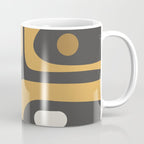 Mid-Century Modern Piquet Minimalist Abstract Pattern in Charcoal Gray, Muted Mustard Gold, and Cream Coffee Mug Gallery Image 1