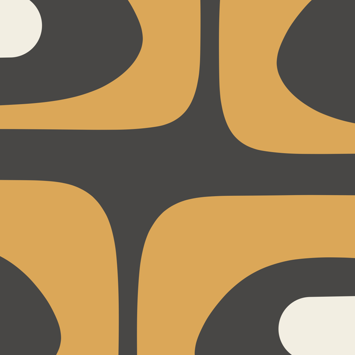 Mid-Century Modern Piquet Minimalist Abstract Pattern in Charcoal Gray, Muted Mustard Gold, and Cream Coffee Mug Gallery Image 2