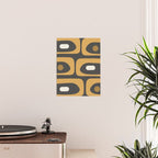Mid-Century Modern Piquet Minimalist Abstract Pattern in Charcoal Gray, Muted Mustard Gold, and Cream Poster Gallery Image 2