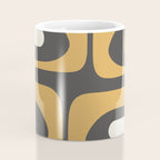 Mid-Century Modern Piquet Minimalist Abstract Pattern in Charcoal Gray, Muted Mustard Gold, and Cream Coffee Mug Gallery Image 4