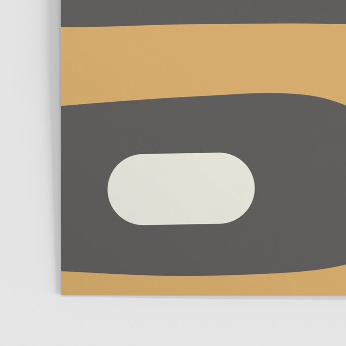 Mid-Century Modern Piquet Minimalist Abstract Pattern in Charcoal Gray, Muted Mustard Gold, and Cream Poster Gallery Image 3
