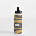 Mid-Century Modern Piquet Minimalist Abstract Pattern in Charcoal Gray, Muted Mustard Gold, and Cream Water Bottle Gallery Image 2