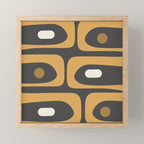 Mid-Century Modern Piquet Minimalist Abstract Pattern in Charcoal Gray, Muted Mustard Gold, and Cream Mini Art Print Gallery Image 1