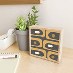 Mid-Century Modern Piquet Minimalist Abstract Pattern in Charcoal Gray, Muted Mustard Gold, and Cream Mini Art Print Gallery Image 2