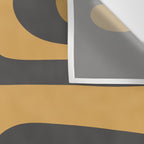 Mid-Century Modern Piquet Minimalist Abstract Pattern in Charcoal Gray, Muted Mustard Gold, and Cream Wall Tapestry Gallery Image 3