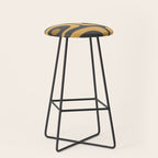 Mid-Century Modern Piquet Minimalist Abstract Pattern in Charcoal Gray, Muted Mustard Gold, and Cream Stool Gallery Image 1