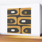 Mid-Century Modern Piquet Minimalist Abstract Pattern in Charcoal Gray, Muted Mustard Gold, and Cream Wall Mural Gallery Image 2