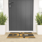 Mid-Century Modern Piquet Minimalist Abstract Pattern in Charcoal Gray, Muted Mustard Gold, and Cream Welcome Mat Gallery Image 3