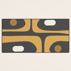 Mid-Century Modern Piquet Minimalist Abstract Pattern in Charcoal Gray, Muted Mustard Gold, and Cream Desk Mat Gallery Image 3