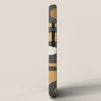 Mid-Century Modern Piquet Minimalist Abstract Pattern in Charcoal Gray, Muted Mustard Gold, and Cream iPhone Case Gallery Image 2