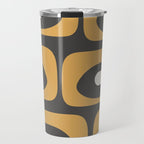 Mid-Century Modern Piquet Minimalist Abstract Pattern in Charcoal Gray, Muted Mustard Gold, and Cream Travel Mug Gallery Image 1