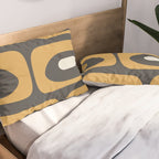 Mid-Century Modern Piquet Minimalist Abstract Pattern in Charcoal Gray, Muted Mustard Gold, and Cream Pillow Sham Gallery Image 2