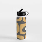 Mid-Century Modern Piquet Minimalist Abstract Pattern in Charcoal Gray, Muted Mustard Gold, and Cream Water Bottle Gallery Image 1