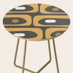 Mid-Century Modern Piquet Minimalist Abstract Pattern in Charcoal Gray, Muted Mustard Gold, and Cream Side Table Gallery Image 2