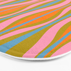 Retro Hourglass Abstract Groovy Colorful Eclectic Pattern Bath Mat Gallery Image 3
