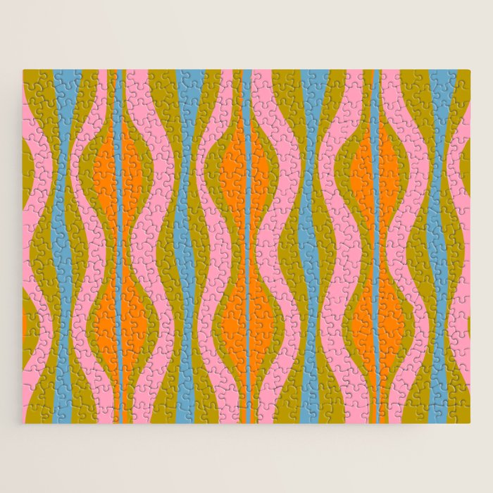 Retro Hourglass Abstract Groovy Colorful Eclectic Pattern Jigsaw Puzzle Gallery Image 1