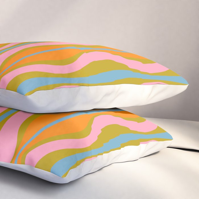 Retro Hourglass Abstract Groovy Colorful Eclectic Pattern Pillow Sham Gallery Image 3
