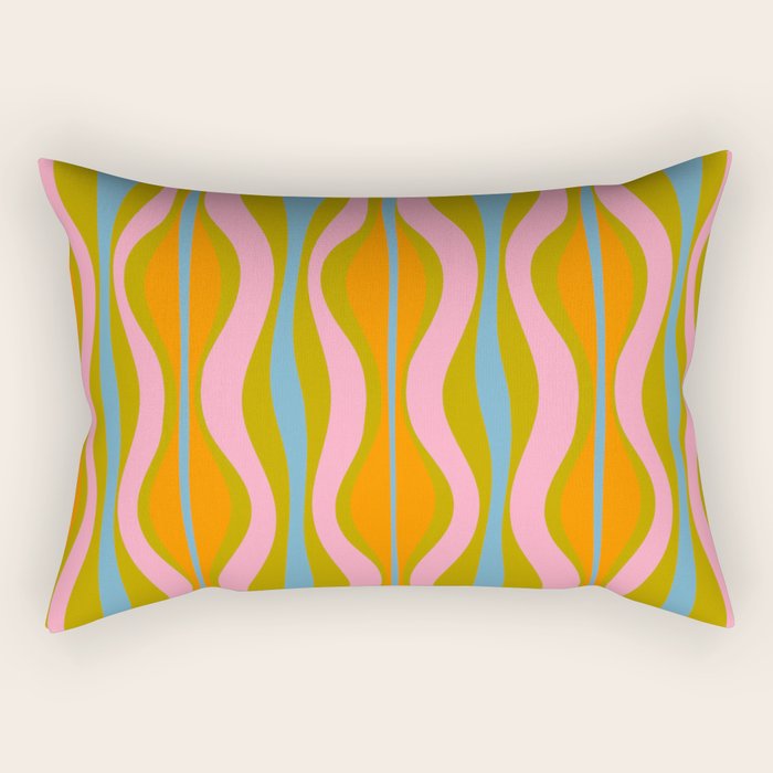 Retro Hourglass Abstract Groovy Colorful Eclectic Pattern Rectangular Pillow Gallery Image 2