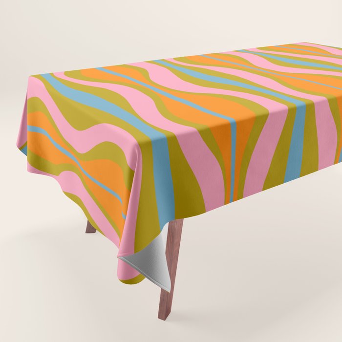 Retro Hourglass Abstract Groovy Colorful Eclectic Pattern Tablecloth Gallery Image 1