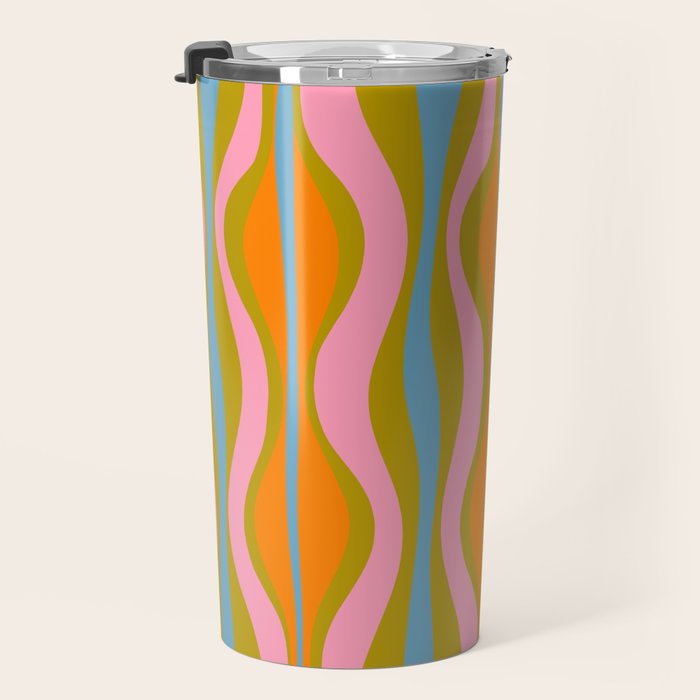 Retro Hourglass Abstract Groovy Colorful Eclectic Pattern Travel Mug Gallery Image 3
