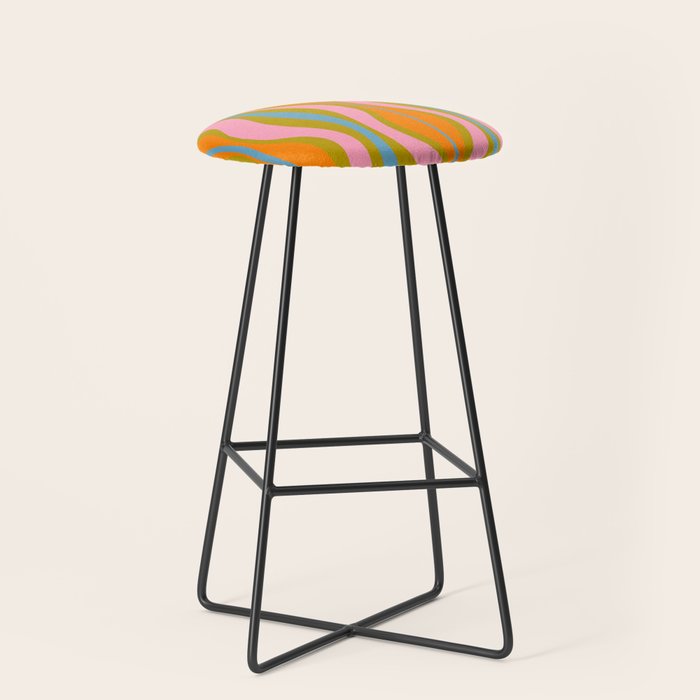 Retro Hourglass Abstract Groovy Colorful Eclectic Pattern Stool Gallery Image 1