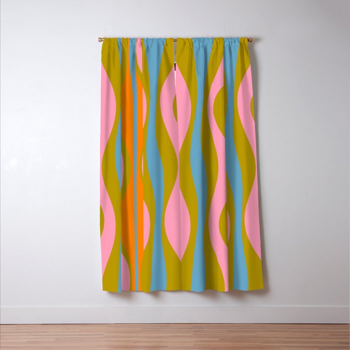 Retro Hourglass Abstract Groovy Colorful Eclectic Pattern Window Curtain Gallery Image 3