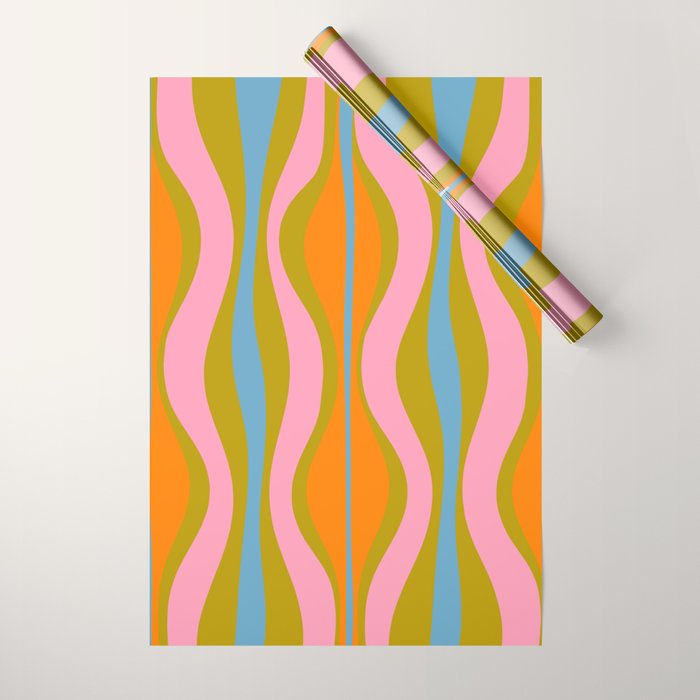 Retro Hourglass Abstract Groovy Colorful Eclectic Pattern Wrapping Paper Gallery Image 1