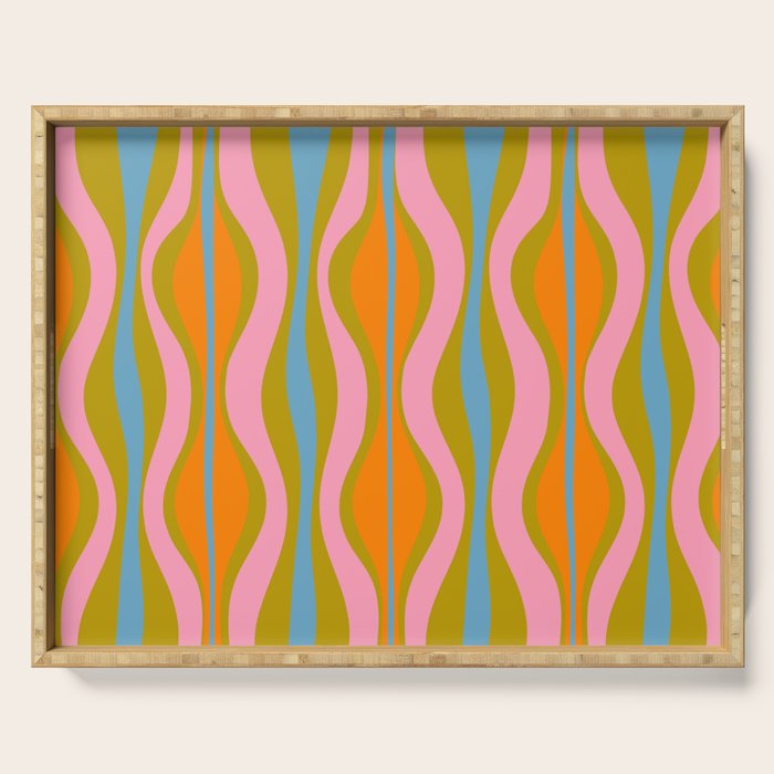 Retro Hourglass Abstract Groovy Colorful Eclectic Pattern Serving Tray Gallery Image 1