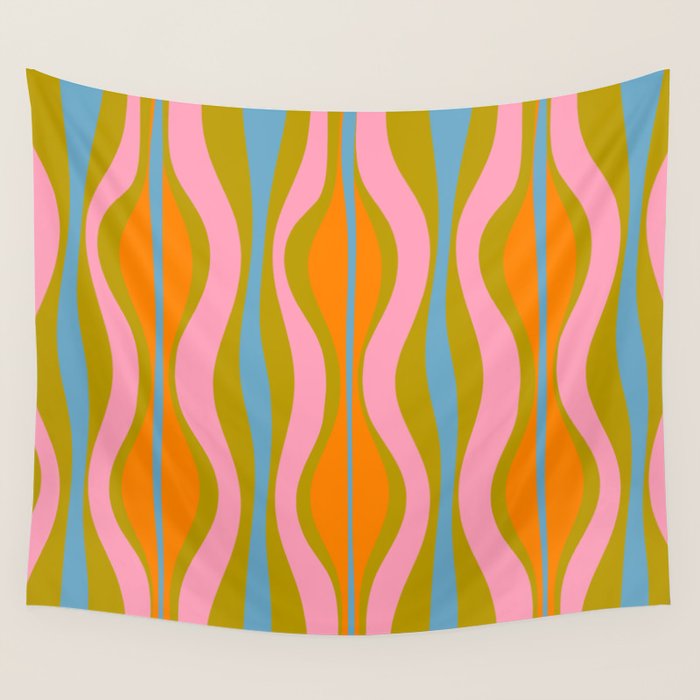 Retro Hourglass Abstract Groovy Colorful Eclectic Pattern Wall Tapestry Gallery Image 4