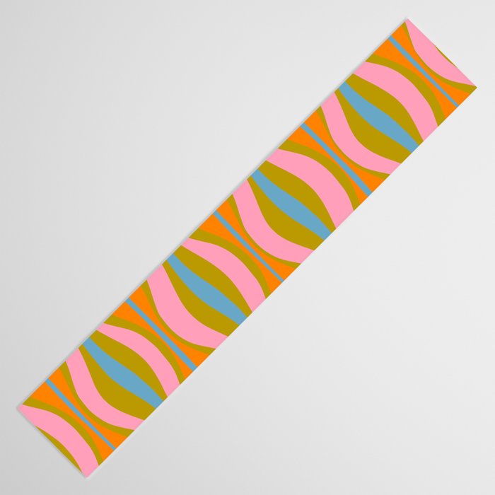 Retro Hourglass Abstract Groovy Colorful Eclectic Pattern Table Runner Gallery Image 3