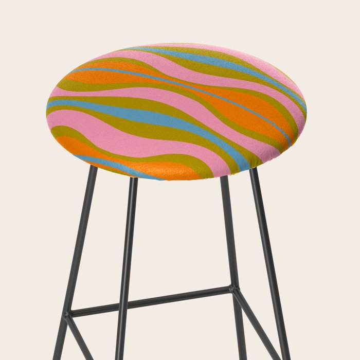 Retro Hourglass Abstract Groovy Colorful Eclectic Pattern Stool Gallery Image 2