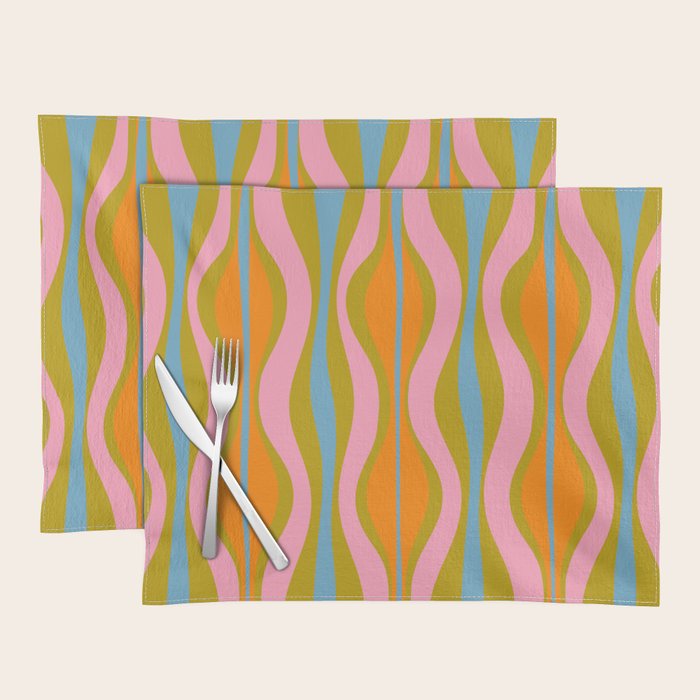 Retro Hourglass Abstract Groovy Colorful Eclectic Pattern Placemat Gallery Image 1