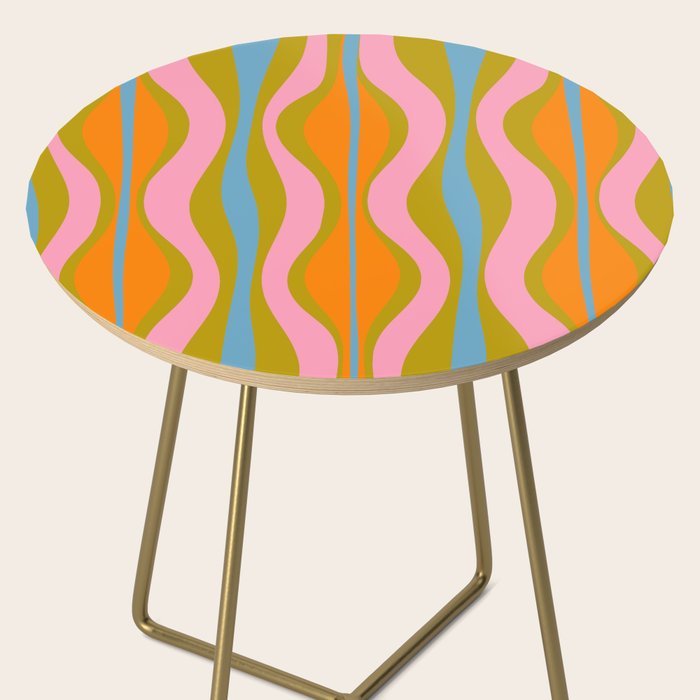 Retro Hourglass Abstract Groovy Colorful Eclectic Pattern Side Table Gallery Image 2