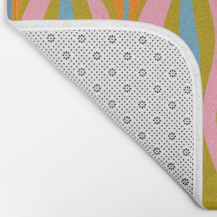 Retro Hourglass Abstract Groovy Colorful Eclectic Pattern Bath Mat Gallery Image 2
